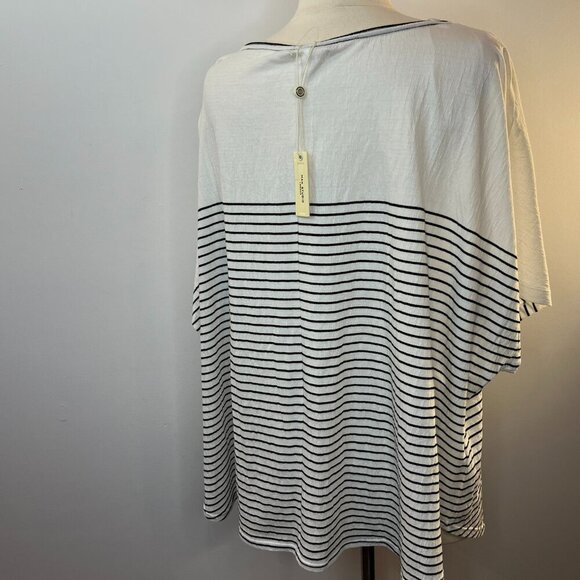 Max Studio Women's Black White Striped Cap Sleeve Top - Size 3X - NWT $98 - Picture 4 of 4